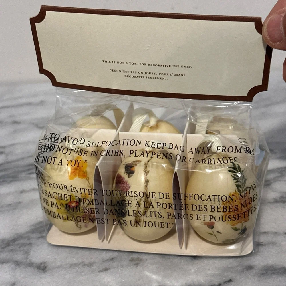 Pottery Barn  Decoupage Eggs Set - Cream new in package discontinued